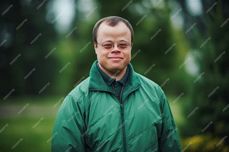 Premium Photo | Portrait of down syndrome adult man standing outdoors ...