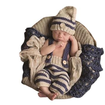 BabyMoon Set of 2 | Knitted Suspender with Cap Hat | Photography Props ...