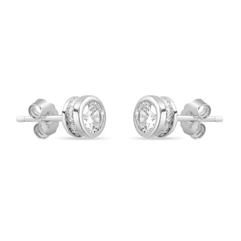 Timeless Rhodium Plated 925 Sterling Silver Stud Earrings – Zavya