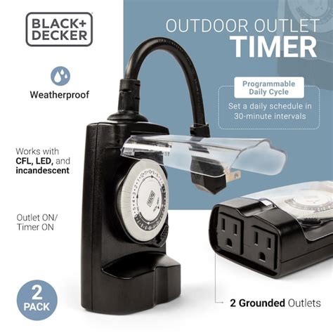 BLACK+DECKER 15-Amps 125-volt Outdoor Timer 2-Outlet Plug-in Lighting ...