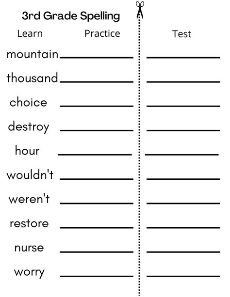 3rd Grade Spelling Words - Tree Valley Academy - Worksheets Library