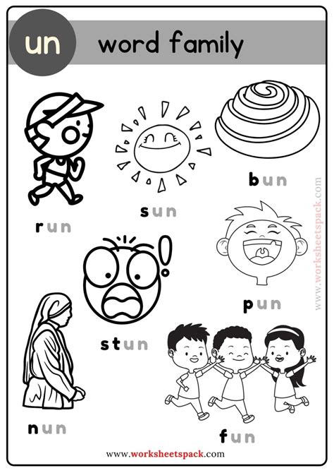 Free Un Word Family with Pictures Poster - worksheetspack