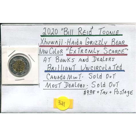 2020 "Bill Reid" Toonie Xhuawaji-Haida Grizzly Bear (Non-Colour)