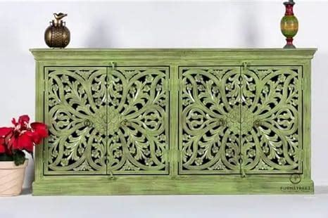 Quick Artsy Green Wooden Sideboard Kitchen Crockery Cabinets for Living ...