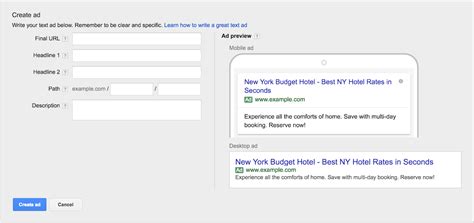 Creating ads in AdWords