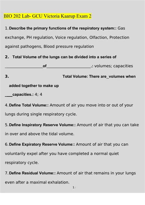 GCU Victoria Kaarup Exam 2 BIO 202 Lab Exam Questions and Answers (2022 ...