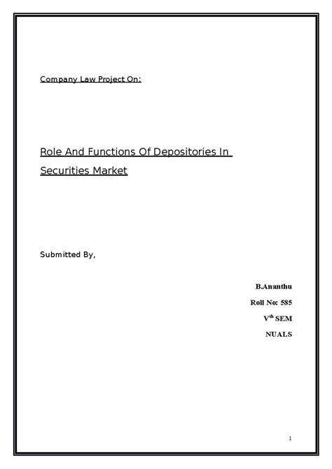 Role-and-Functions-of-Depositories-in-Securities-Market - Company Law ...
