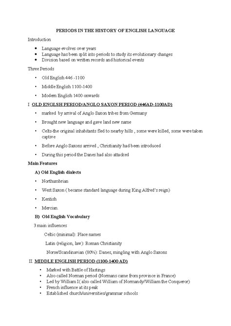 History of English Language - PERIODS IN THE HISTORY OF ENGLISH LANGUAGE Introduction Language ...