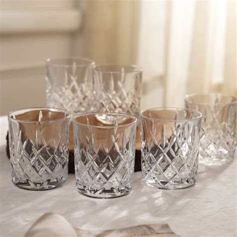 Shop Set of 6 Clear Diamond Textured Whiskey Glasses - at Best Price ...