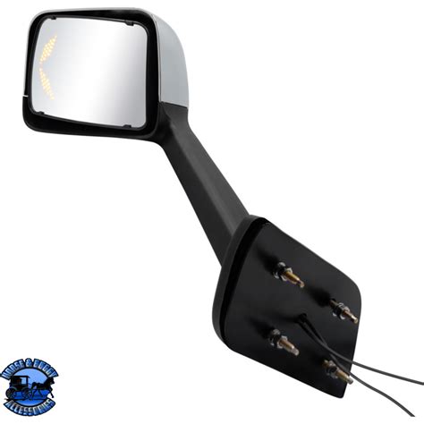 CHROME PLASTIC HOOD MIRROR ASSEMBLY WITH SEQUENTIAL LED TURN SIGNALS F ...