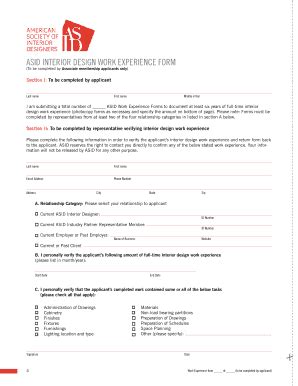 Fillable Online asid ASID INtErIor DESIgN Work ExPErIENCE Form Fax ...