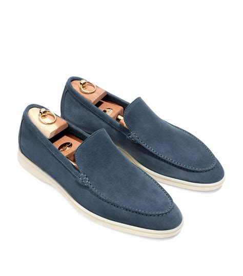 Loro Piana Suede Summer Walk Loafers in Blue for Men - Lyst
