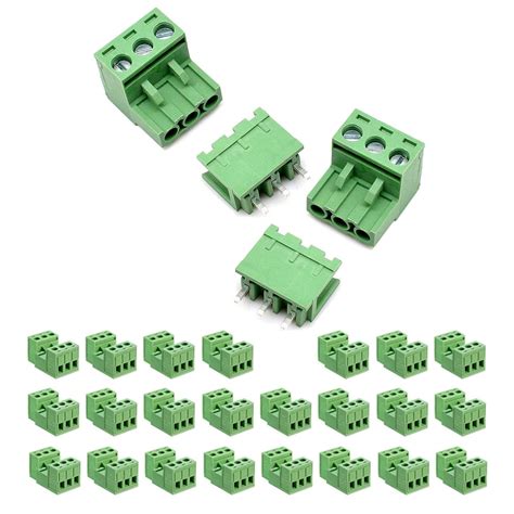 SamIdea 25-Pack 3-Pin 5.08mm Pitch Male Female PCB Mount Screw Terminal ...