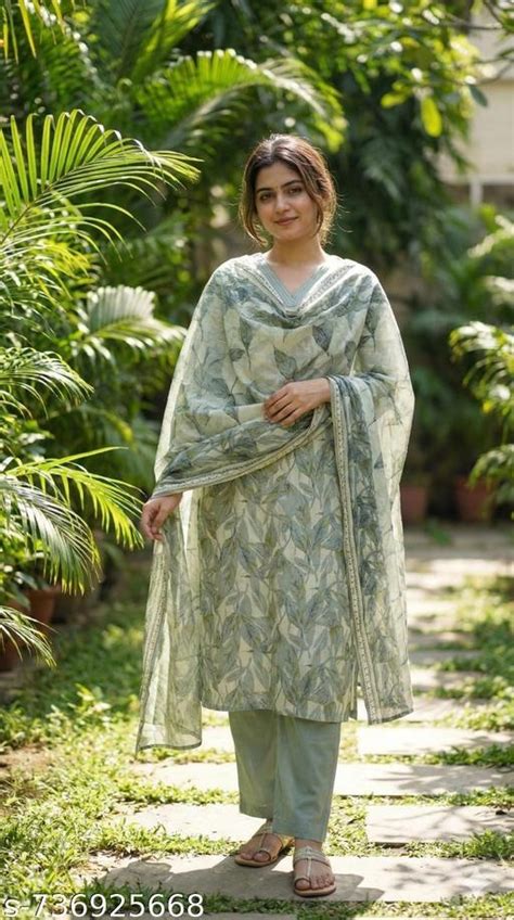 Buy Soft Floral Print Cotton Kurta Set With Pant Dupatta 3 Piece Ethnic ...