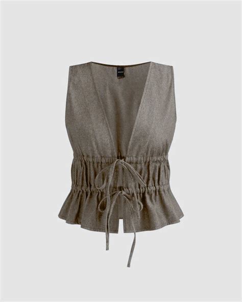 Tie Front Sleeveless Ruffled Grey Top – Littlebox India
