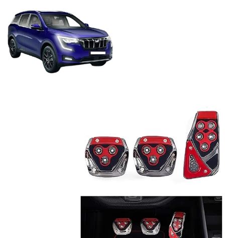 Car Brake Clutch 3 Pcs Non-Slip Manual Pedal Kit Red Pad Covers Set ...