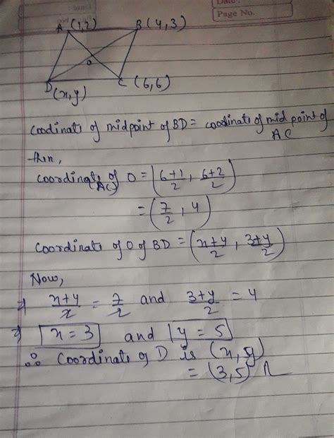 If A(1,2) B(4,3) and C(6,6) are vertices of parallelogram ABCD find ...