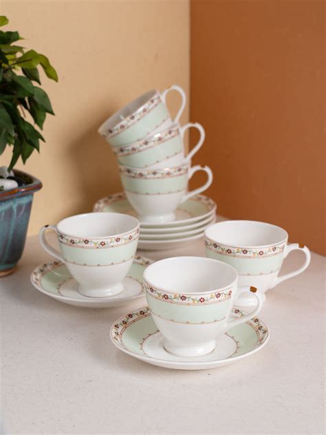 Buy King Crysta Cup & Saucer, 160ml, Set of 12 (6 Cups + 6 Saucers ...