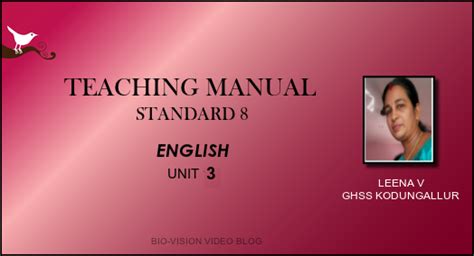 TEACHING MANUAL - ENGLISH - UNIT 3 - STANDARD 8