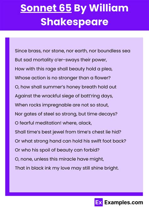 Sonnet 65 Poem by William Shakespeare to Download