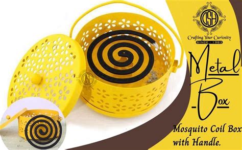 DSH Mosquito Coil Box with Handle Metal Hollow Out Mosquito Coil Holder ...