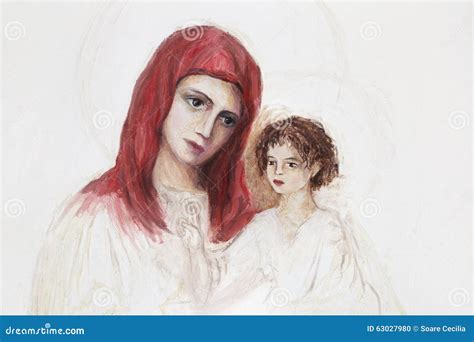 The Process of Making a Painting - Madonna and Child Stock Photo - Image of brush, bond: 63027980