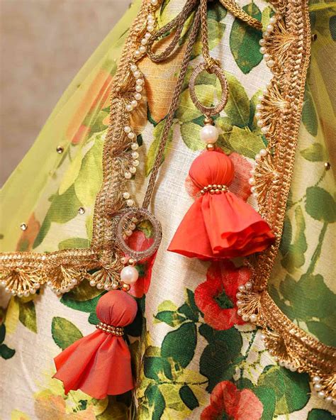 Olive Green Printed Gown With Lace Detailed Net Jacket | Designer Gown ...