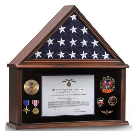 Walnut Wooden Large Burial Flag Display Case - Fits 5 X 9.5 Folded Flag ...
