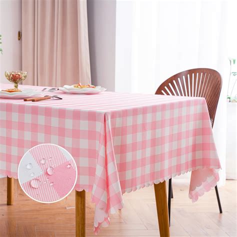 Amazon.com: MANGATA CASA Pink Gingham Tablecloth for Rectangle Tables ...