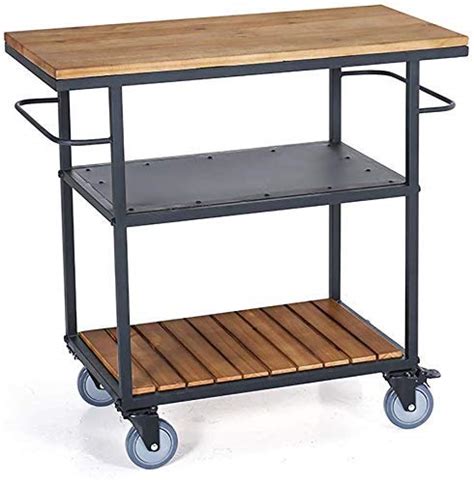 INDIAN DECOR. 459090 Space Saving Serving Trolley/Metal Solid Wood Tea ...