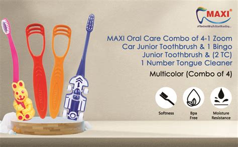 Buy MAXI Oral Care Combo of 4-1 Zoom Car Junior Toothbrush & 1 Bingo ...