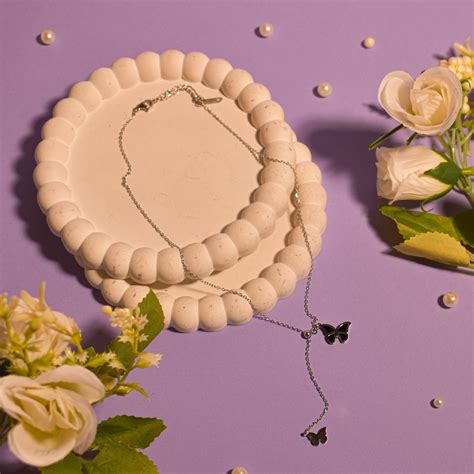 Lustrous Silver Black Butterfly Necklace | Salty – Salty Accessories