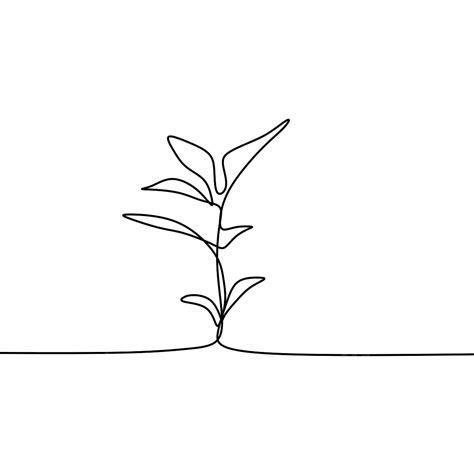 Continuous Line Art Vector Art PNG, Plant Growing Continuous Line Art ...
