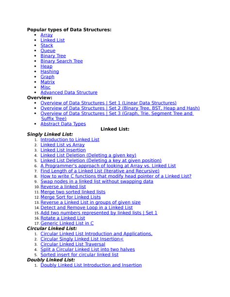 Popular types of Data Structures - Introduction to Linked List 2 ...