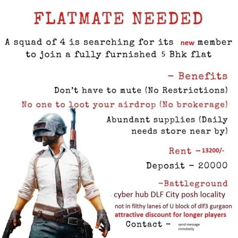 Some Dude Posted A Kickass PUBG-Themed Ad For A Flatmate & People Love ...