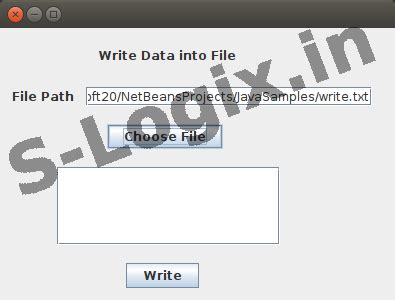 Java sample code for write data into file | S-Logix
