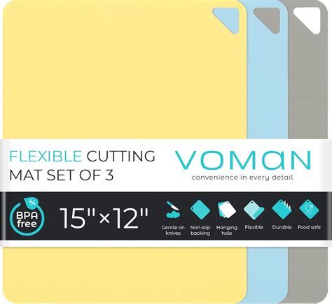 Amazon.com: VOMAN Flexible Cutting Boards for Kitchen | Set of 3 | BPA ...