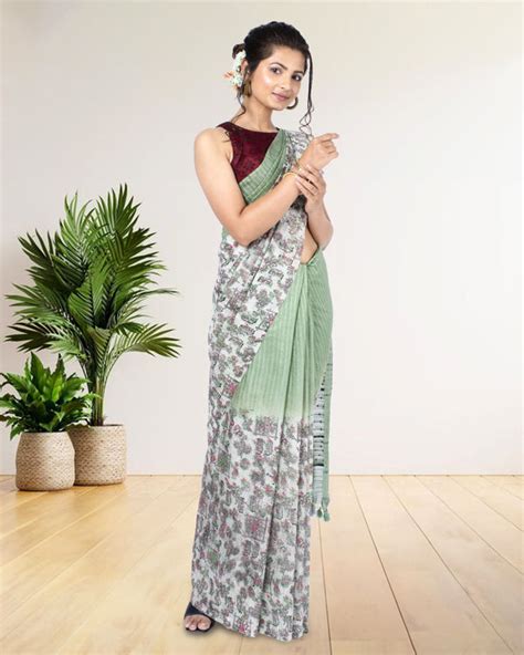 Kota Silk Saree Granny Smith Green Color Body Striped with Sequence ...