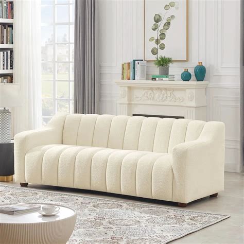 Modern Tufted Tight Back French Boucle Sofa – Wooden Bazar