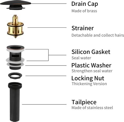 Buy Bathroom Sink Pop up Drain Vessel Sink Drain Stopper Built-in Anti ...