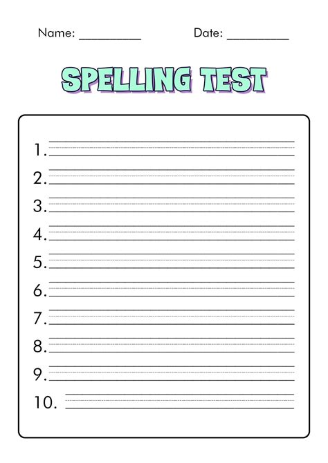 Free spelling test template – Artofit