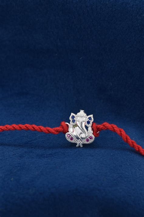 Sterling Silver Ganesh Rakhi – Spiritual Thread for Strength ...