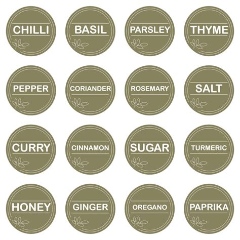 Set of stickers or labels for jars of spices set of 16 vector round ...