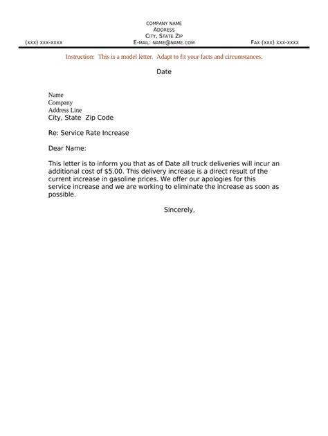 labor rate increase letter Doc Template | pdfFiller