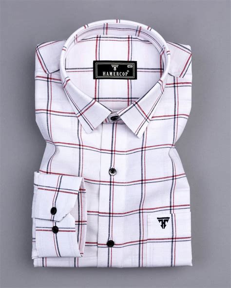 Blue Red Check White Linen Shirt – Hamercop