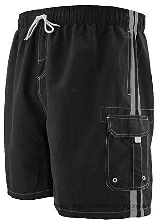 Buy Falcon Bay Big Men's Striped Cargo Swim Trunks by 4XL Black #567A ...