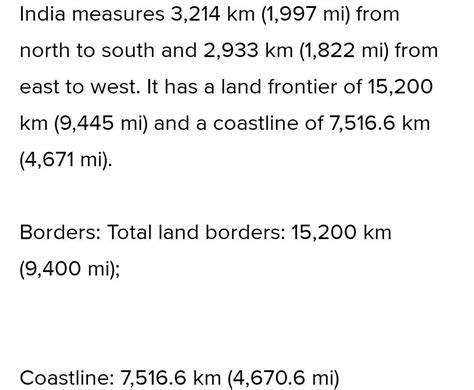 2. What is the total length of India's land boundary? What is the ...