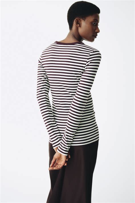 MAMA Ribbed jersey top - Burgundy/Striped - Ladies | H&M IN