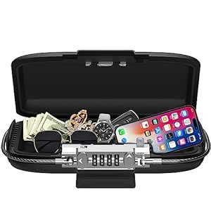 AMIR Portable Lock Box, 4 Digit Combination Key Lockbox for Travel Safe ...