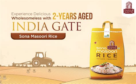 India Gate Sona Masoori (Golden Ivy) Rice 10kg – Medium Grain |Raw ...